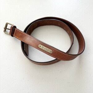 Polo Ralph Lauren Mens 42 Brown Leather Brass Buckle Pony Logo Preppy VTG 90s